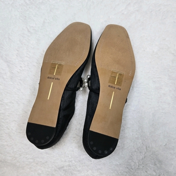 Dolce Vita Black Flats with Pearl Detail - Picture 4 of 4